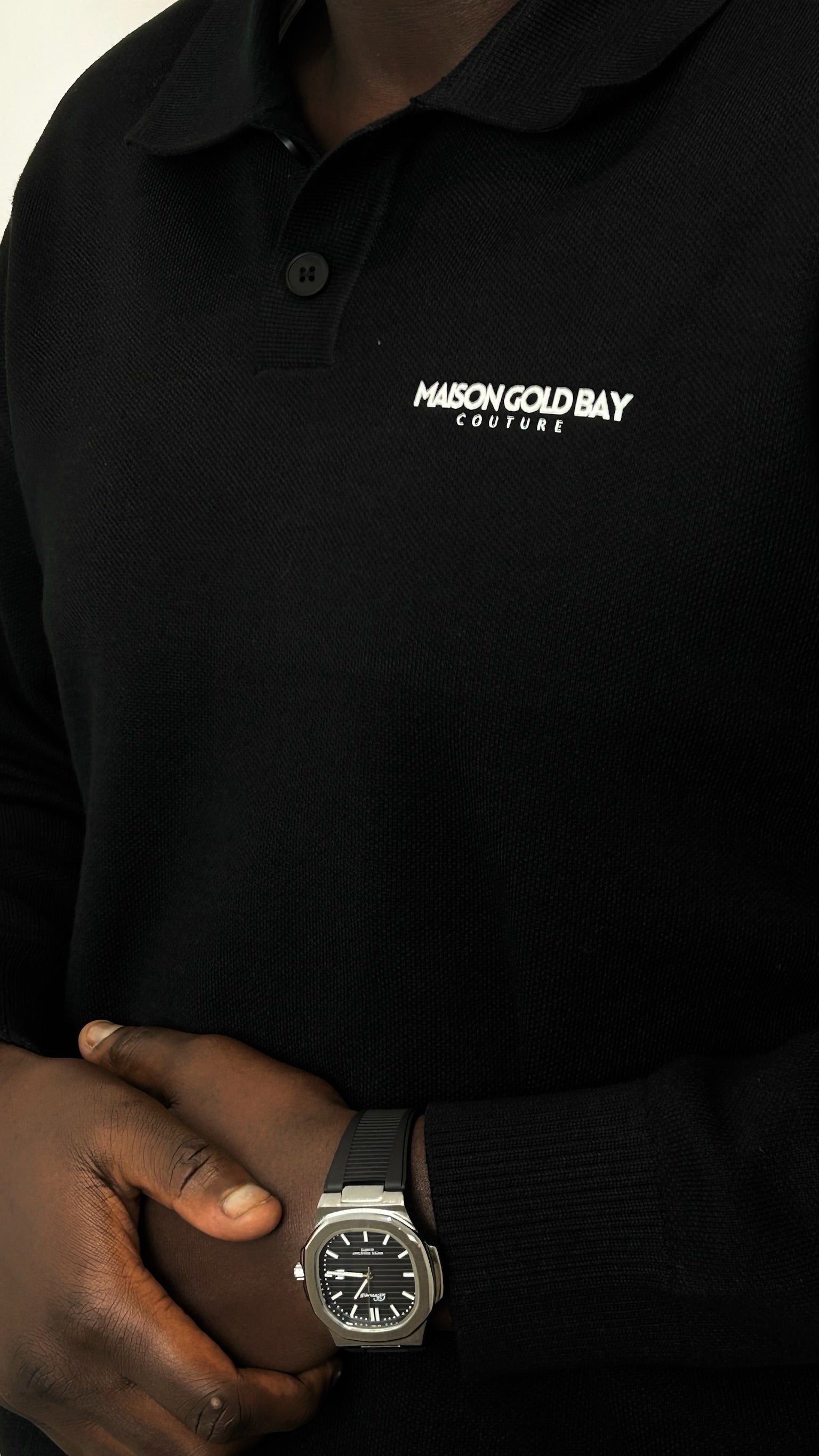 BLACK LONG SLEEVE POLO