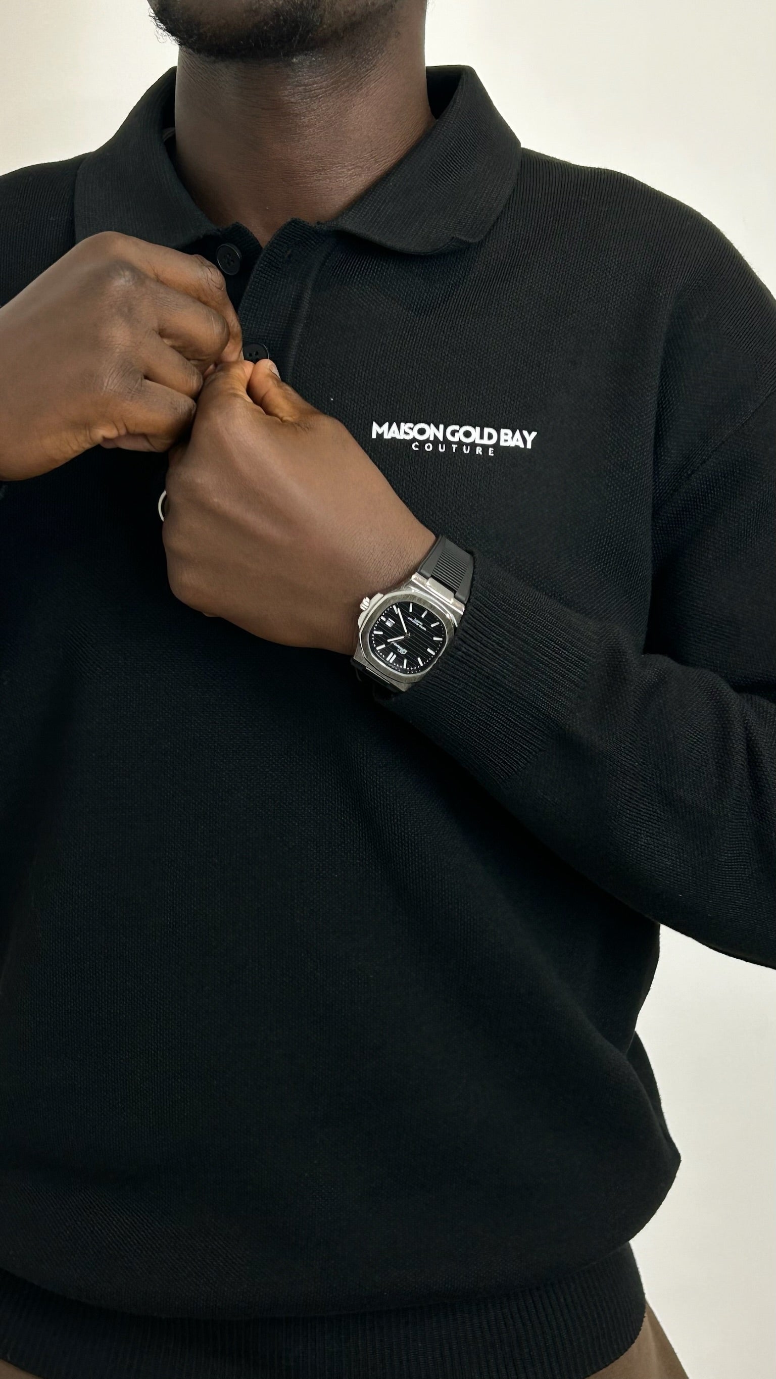 BLACK LONG SLEEVE POLO